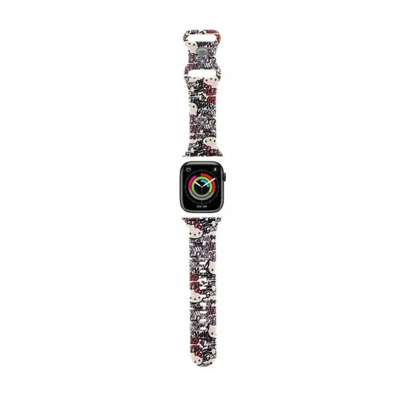 Hello Kitty silikoninės apyrankės „Graffiti“ – dirželis „Apple Watch“ 38/40/41 mm (smėlio spalvos)