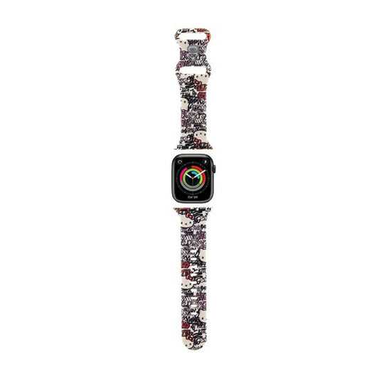 Hello Kitty silikoninės apyrankės „Graffiti“ – dirželis „Apple Watch“ 38/40/41 mm (smėlio spalvos)