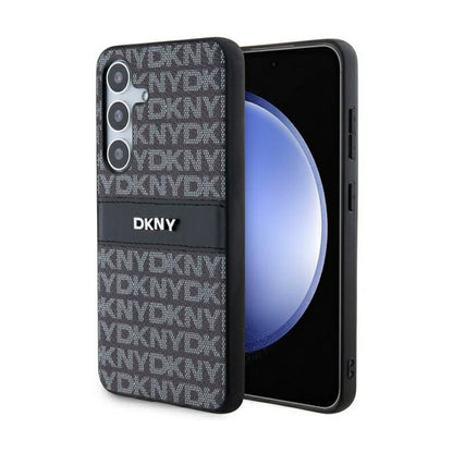 DKNY Leather Mono Stripe & Metal Logo - „Samsung Galaxy S24+“ dėklas (juodas)