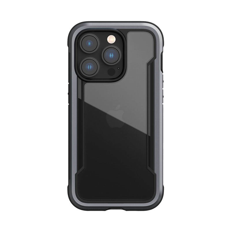 X-Doria Raptic Shield – aliuminio dėklas, skirtas „iPhone 14 Pro“ (atsparus smūgiams iki 3 m) (juodas)