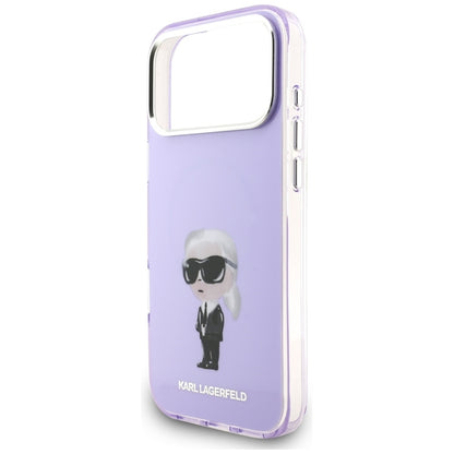 Karl Lagerfeld IML akvarelinis raštas su Karl & Choupette & Logo MagSafe - dėklas iPhone 17 Pro Max (Violetinis)