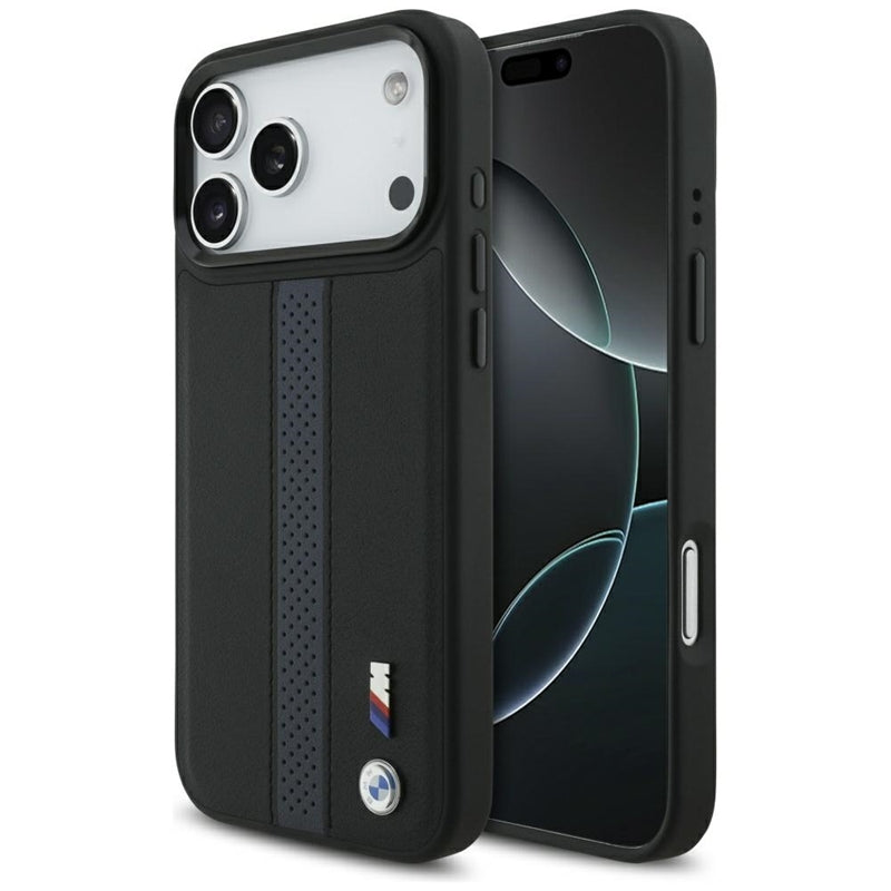 BMW M perforuotos juostelės logotipas MagSafe - iPhone 17 Pro Max dėklas (mėlynas)