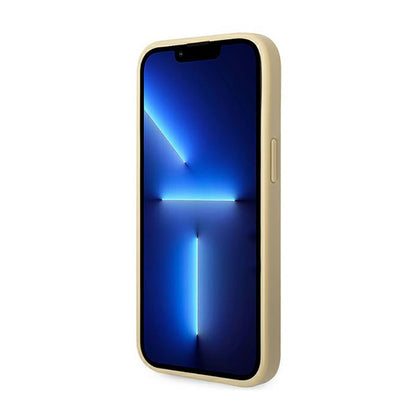 "Guess Glitter Flakes" metalinis dėklas su logotipu - "iPhone 14 Plus" dėklas (auksinis)