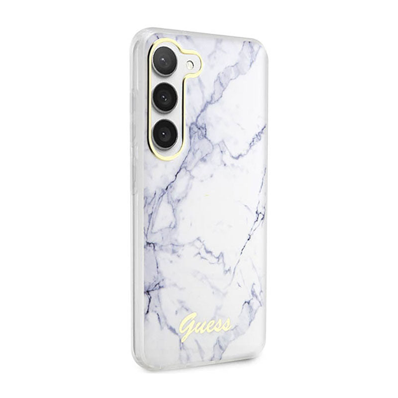 Guess Marble Collection - dėklas, skirtas Samsung Galaxy S23 (baltas)