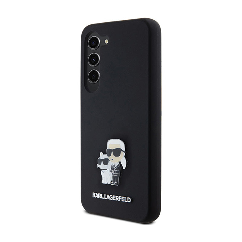 Karl Lagerfeld silikonas Karl & Choupette Metal Pin - dėklas, skirtas Samsung Galaxy S24 (juodas)