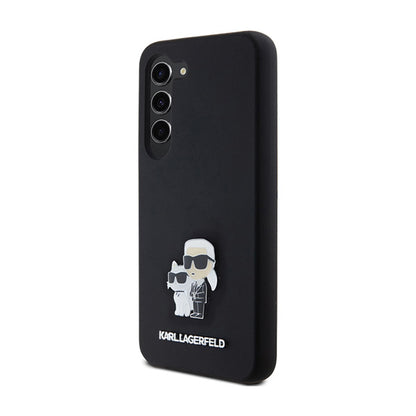 Karl Lagerfeld silikonas Karl & Choupette Metal Pin - dėklas, skirtas Samsung Galaxy S24 (juodas)
