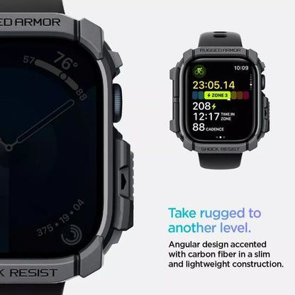Spigen Rugged Armor - dėklas, skirtas Apple Watch 10 46 mm (tamsiai pilka)