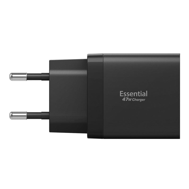Spigen Essential EE472EU GaN Pro - Sieninis įkroviklis 2x USB-C 47W (Juodas)