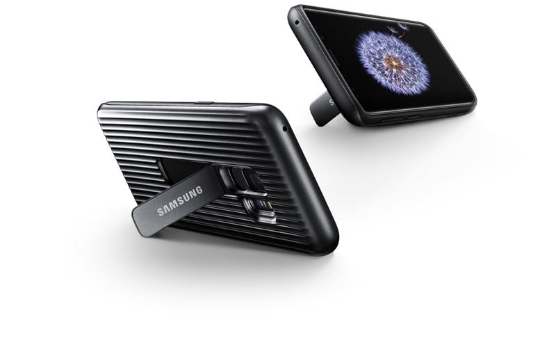 „Samsung Protective Standing Cover“ – dėklas, skirtas „Samsung Galaxy S9“ su atramėle (sidabrinis)