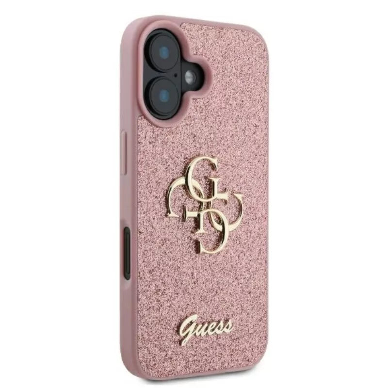 Guess Fixed Glitter Big 4G - dėklas iPhone 16 Plus (rožinis)