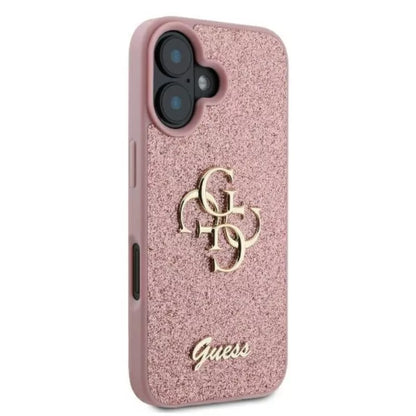 Guess Fixed Glitter Big 4G - dėklas iPhone 16 Plus (rožinis)