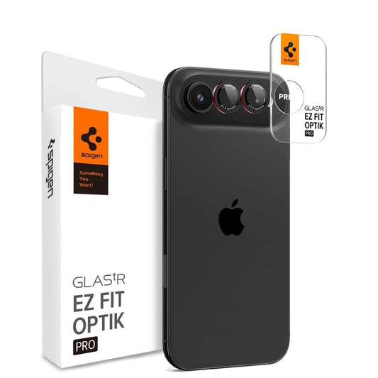 Spigen Optik Pro L-Series Glas.TR EZ Fit 2-Pack – Objektyvo apsauginis stiklas skirtas iPhone Air (2 vnt.) (Juoda / Raudona)