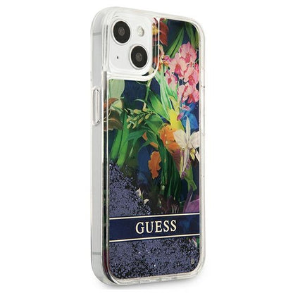 Guess Liquid Glitter Flower – "iPhone 13 mini" dangtelis (mėlynas)