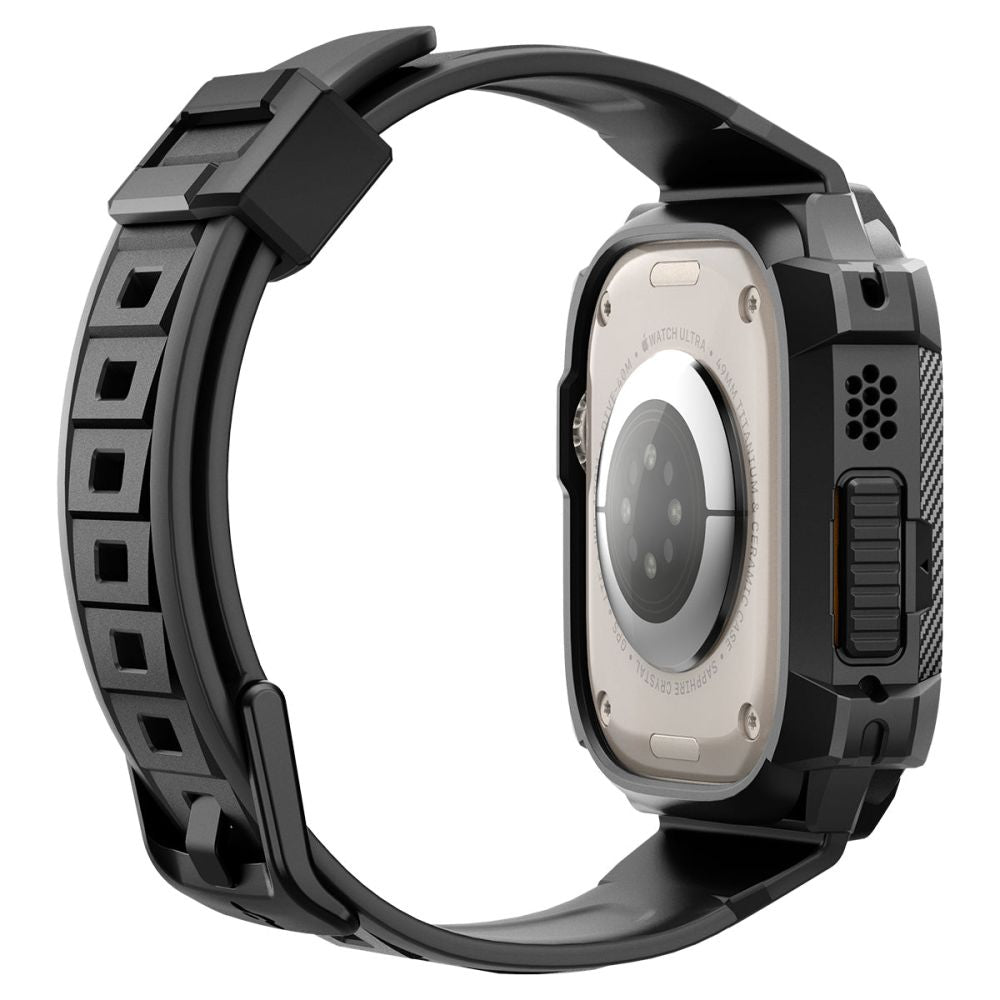 Spigen Rugged Armor Pro dėklas – apyrankė su dėklu, skirta Apple Watch Ultra 49 mm (juoda)