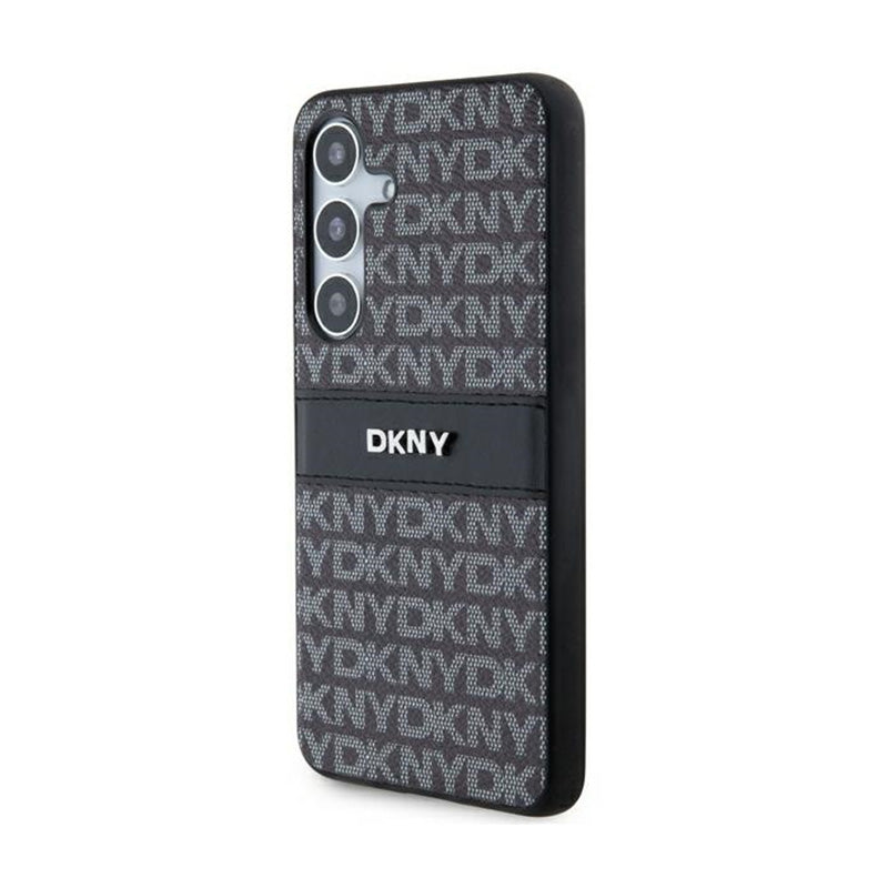 DKNY Leather Mono Stripe & Metal Logo - „Samsung Galaxy S24+“ dėklas (juodas)