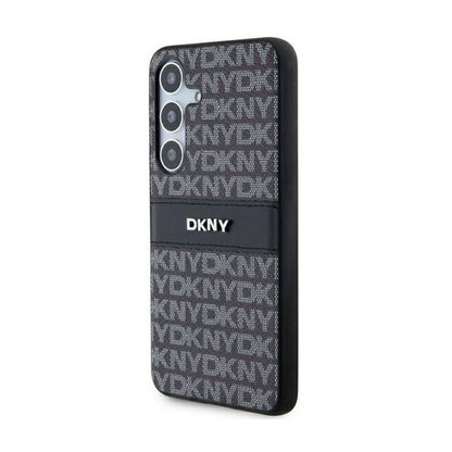 DKNY Leather Mono Stripe & Metal Logo - „Samsung Galaxy S24+“ dėklas (juodas)