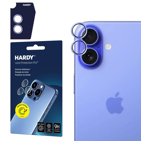 3mk HARDY Pro Objektyvo Apsauga – Fotoaparato objektyvo stiklas, skirtas iPhone 17 (šviesiai mėlynos)