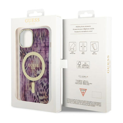 Guess Leopard MagSafe – Dėklas iPhone 14 (rožinis)