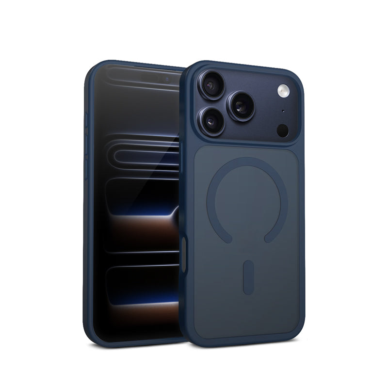 Crong Hybrid Matte Magnetic - „MagSafe“ iPhone 17 Pro dėklas (Laivyno mėlyna)