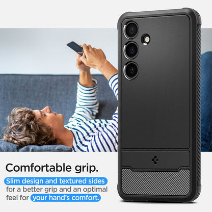 Spigen Rugged Armor – dėklas, skirtas „Samsung Galaxy S24“ (matinė juoda)