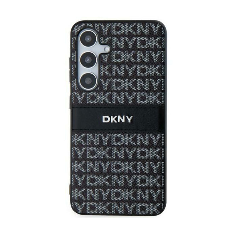 DKNY Leather Mono Stripe & Metal Logo - „Samsung Galaxy S24+“ dėklas (juodas)