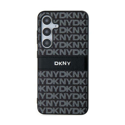 DKNY Leather Mono Stripe & Metal Logo - „Samsung Galaxy S24+“ dėklas (juodas)