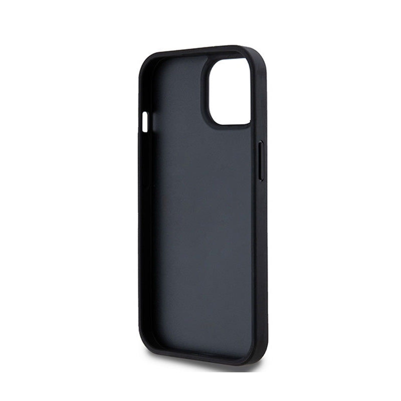 DKNY Odinis dėklas su languotu mono raštu ir atspausdintomis juostelėmis, skirtas iPhone 15 / 14 / 13 (juodas)