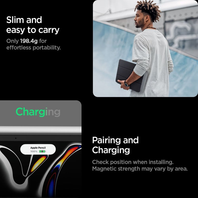 Spigen Liquid Air Folio – dėklas, skirtas iPad Pro 11" (M5, 2025 / M4, 2024) (juodas)