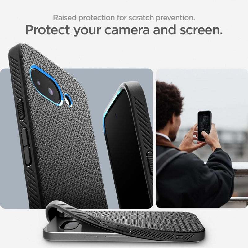 Spigen Liquid Air - dėklas, skirtas Google Pixel 9a (matinė juoda)