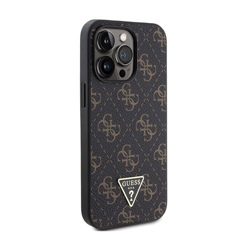 Guess 4G Triangle Metal Logo – dėklas, skirtas „iPhone 15 Pro“ (juodas)