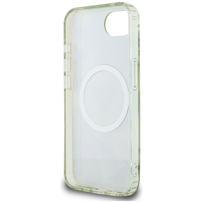 Guess IML Metal Glitter Flowers Triangle MagSafe – Dėklas iPhone 16e (žalias)