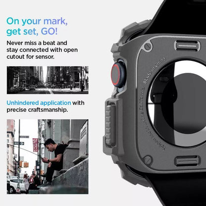 Spigen Rugged Armor - dėklas, skirtas Apple Watch 10 46 mm (tamsiai pilka)