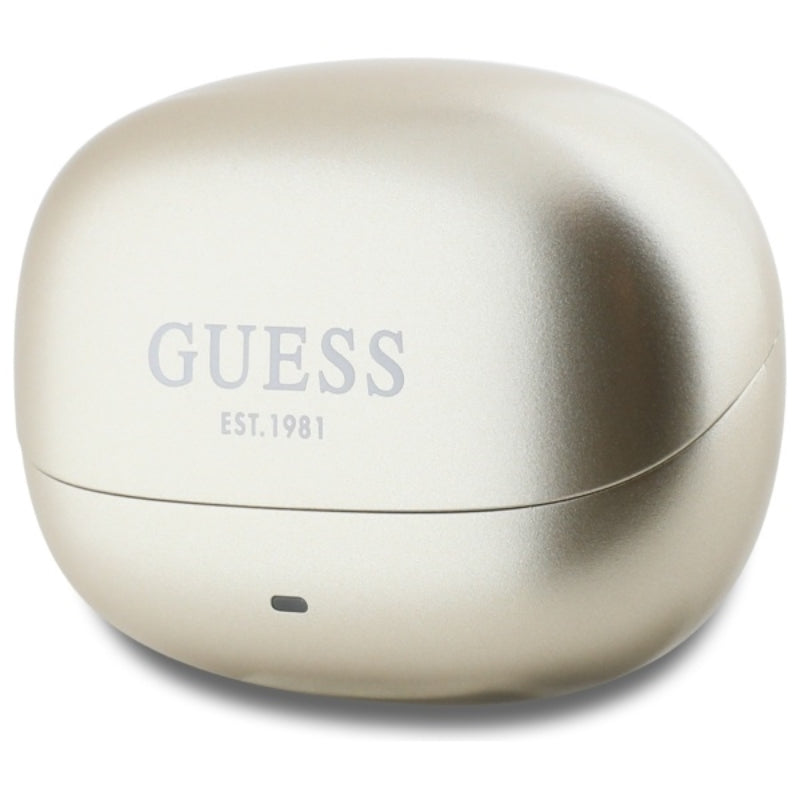 Guess Capsule su atspausdintu logotipu - Bluetooth TWS ANC ir ENC belaidės ausinės ir įkrovimo dėklas (auksinis)