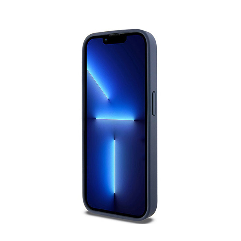 DKNY Odinis mono juostelės ir metalo logotipas - dėklas, skirtas iPhone 15 Pro (mėlynas)