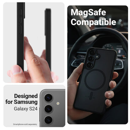 Crong Hybrid Matte Magnetic - MagSafe dėklas Samsung Galaxy S24 (Juodas)