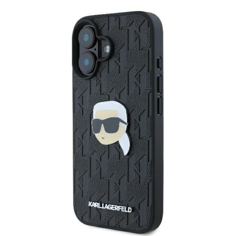 Karl Lagerfeld Monogram Karl Head Pin - dėklas, skirtas iPhone 16 (juodas)