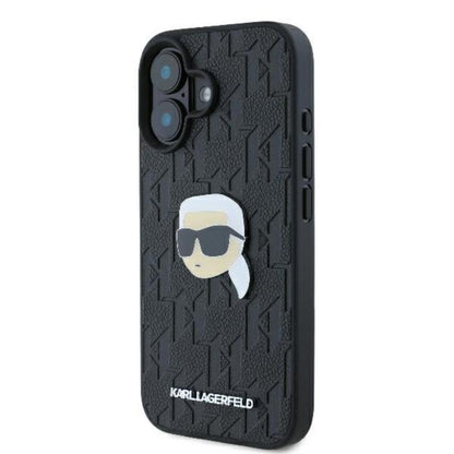 Karl Lagerfeld Monogram Karl Head Pin - dėklas, skirtas iPhone 16 (juodas)