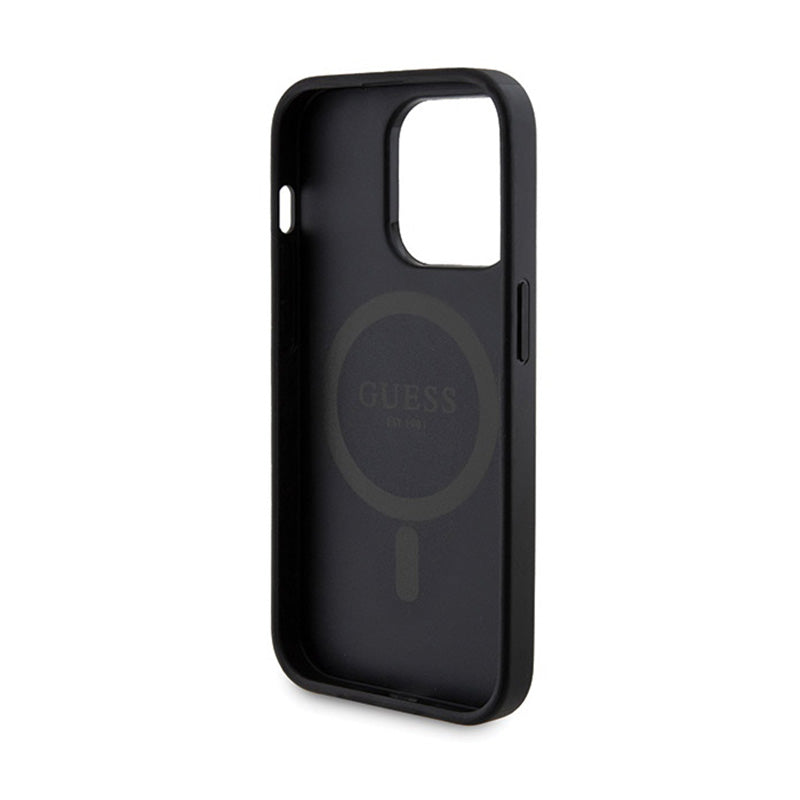 Guess Bundle Pack MagSafe 4G Metal Gold Logo - dėklo komplektas + Power Bank 5000mAh MagSafe iPhone 14 Pro Max (juodas)