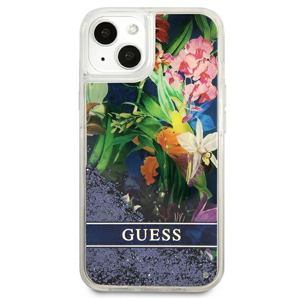 Guess Liquid Glitter Flower – "iPhone 13 mini" dangtelis (mėlynas)