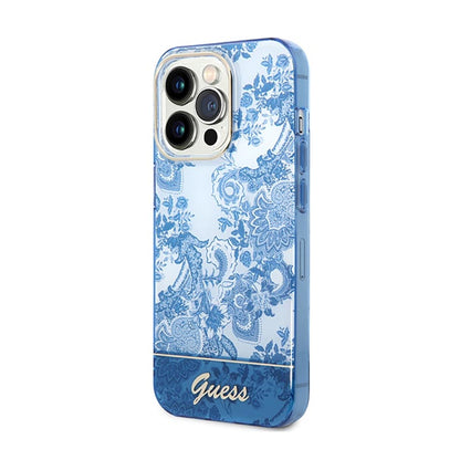 Guess Porcelain Collection - iPhone 14 Pro Max dėklas (mėlyna)
