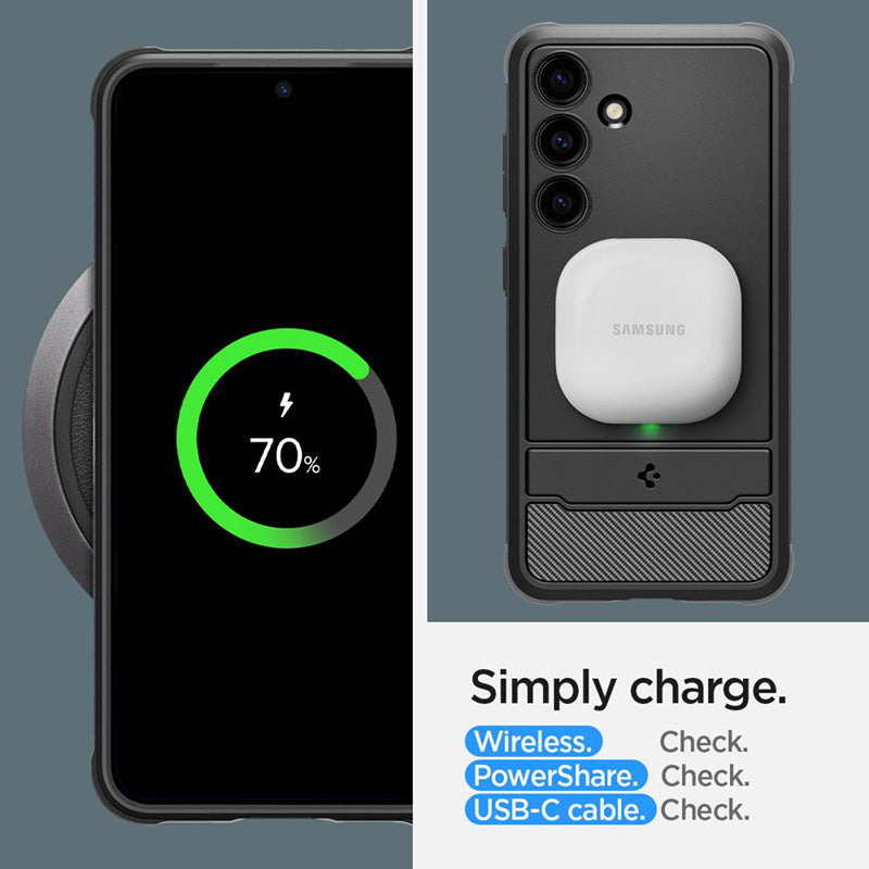 Spigen Rugged Armor – dėklas, skirtas „Samsung Galaxy S24“ (matinė juoda)