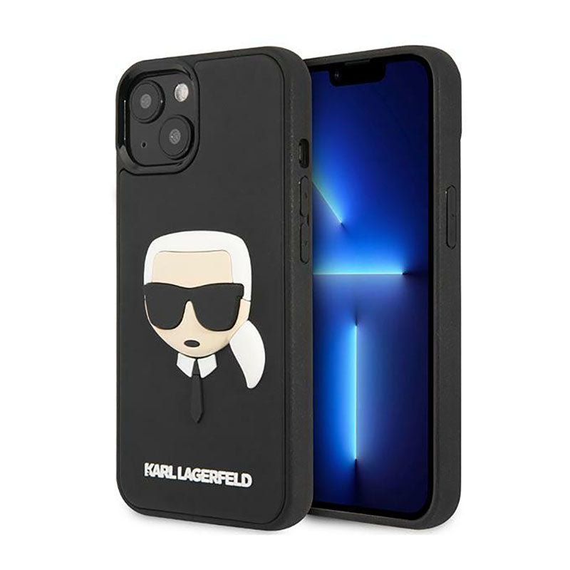 Karl Lagerfeld 3D guminė Karlo galva – dėklas, skirtas iPhone 14 Plus (juodas)