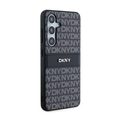 DKNY Leather Mono Stripe & Metal Logo - „Samsung Galaxy S24+“ dėklas (juodas)
