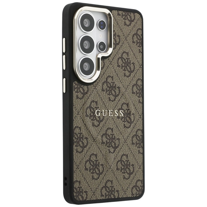 Guess 4G reljefinis prsten MagSafe dėklas "Samsung Galaxy S26 Ultra" (rudos spalvos)