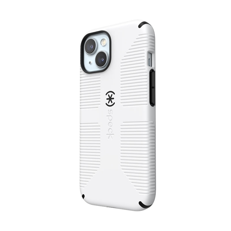Speck Candyshell Grip MagSafe dėklas - iPhone 17e / 16e / 15 / 14 / 13 (baltas / juodas)