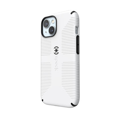 Speck Candyshell Grip MagSafe dėklas - iPhone 17e / 16e / 15 / 14 / 13 (baltas / juodas)
