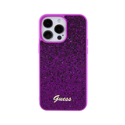 Guess Disco Metal Script – dėklas skirtas iPhone 15 Pro Max (Fuksijos spalva)
