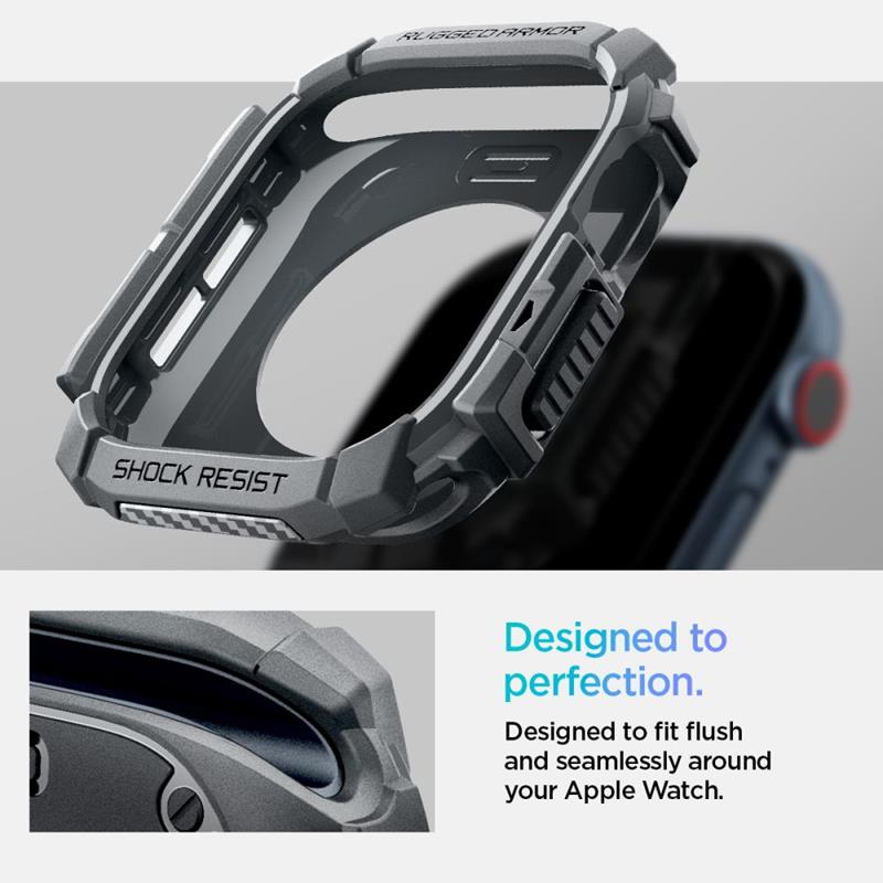 Spigen Rugged Armor - dėklas, skirtas Apple Watch 10 46 mm (tamsiai pilka)