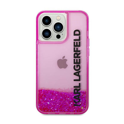 Karl Lagerfeld Liquid Glitter Translucent Elongated Logo dėklas – dėklas, skirtas „iPhone 14 Pro Max“ (rožinis)