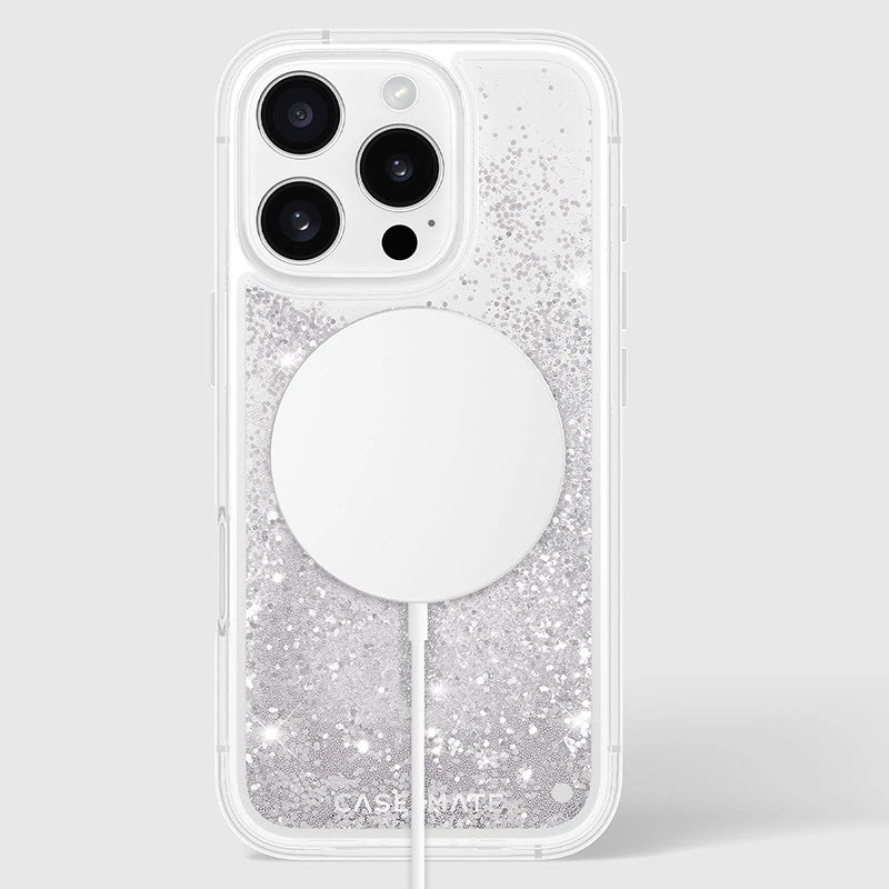 Case-Mate Waterfall MagSafe – dėklas, skirtas iPhone 16 Pro (sidabrinis)